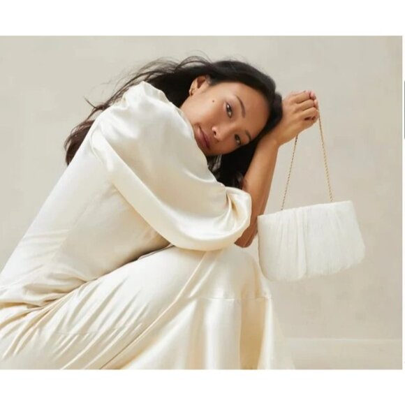 Loeffler Randall Cream Clutch with Gold Chain - Picture 14 of 15